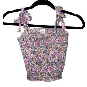 Walmart Ruched Floral Tie Strap Top
